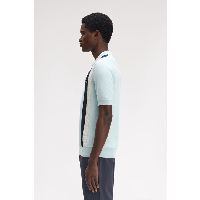 Multi Texture Knitted Shirt in Light Ice
