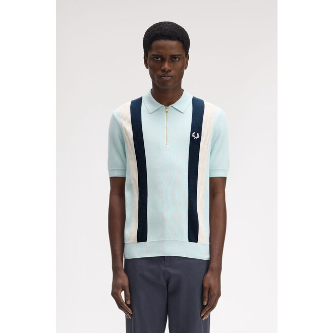 Multi Texture Knitted Shirt in Light Ice