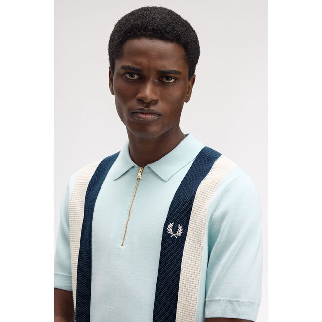 Multi Texture Knitted Shirt in Light Ice