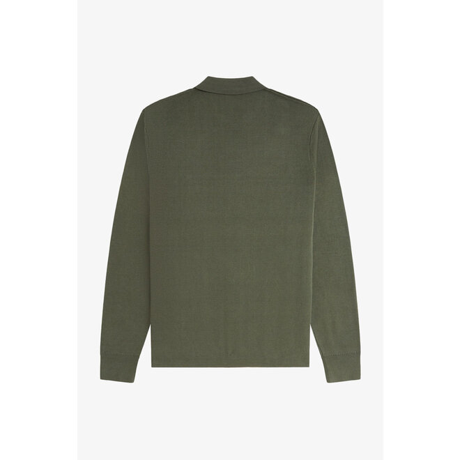 Button Through Knitted Shirt in Laurel Wreath Green
