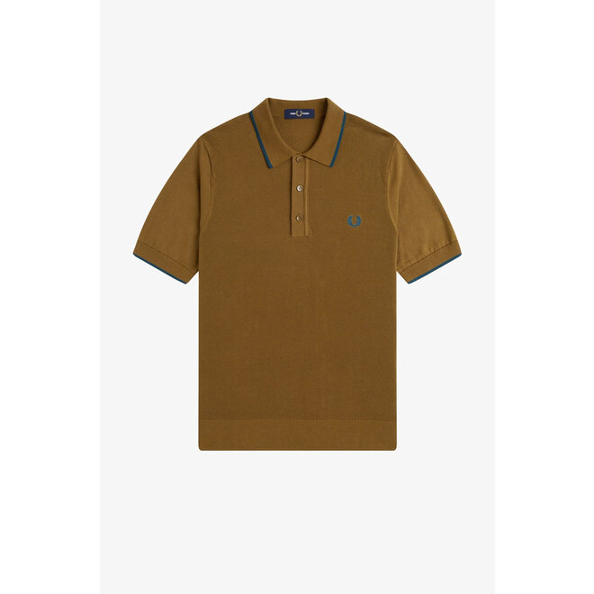 Pique Stitch Knitted Shirt in Shaded Stone