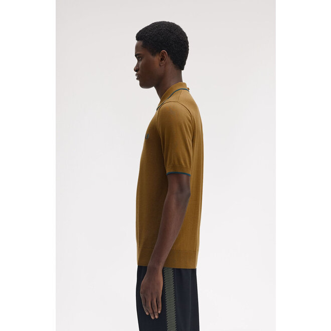 Pique Stitch Knitted Shirt in Shaded Stone