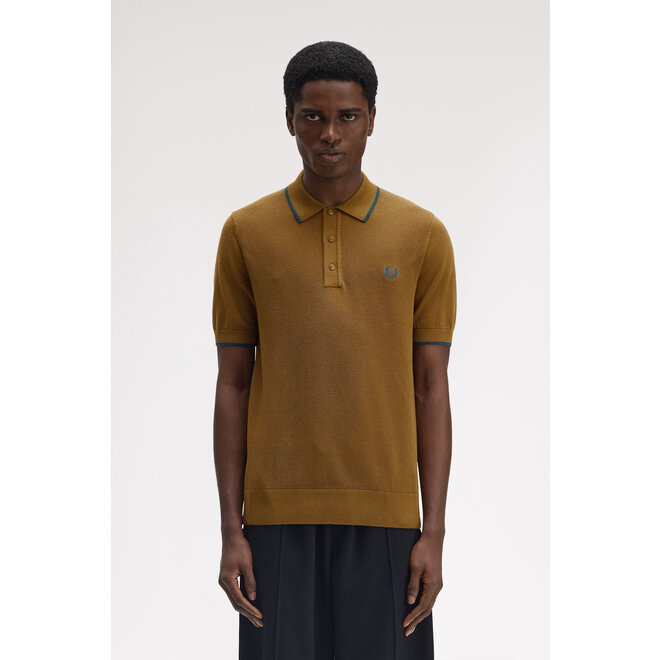 Pique Stitch Knitted Shirt in Shaded Stone