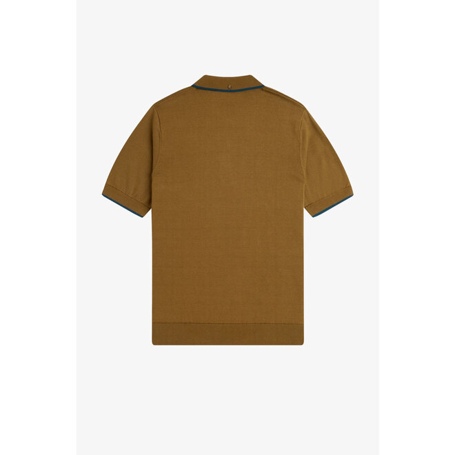 Pique Stitch Knitted Shirt in Shaded Stone
