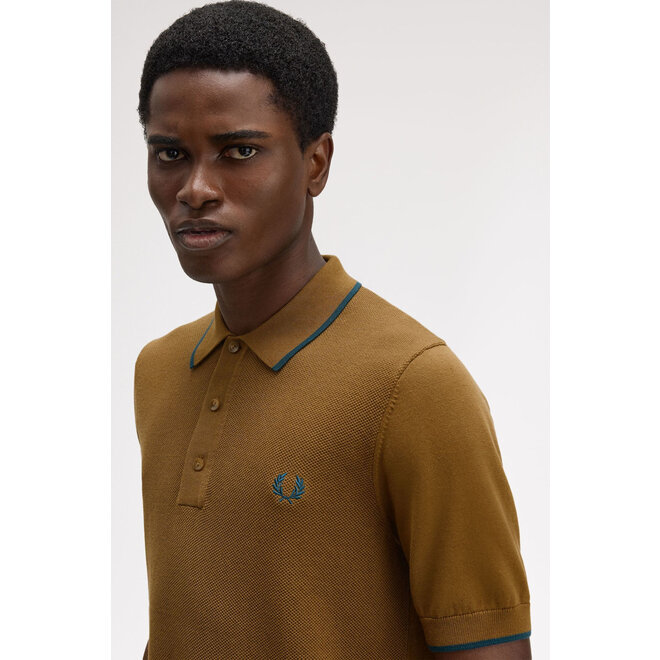 Pique Stitch Knitted Shirt in Shaded Stone