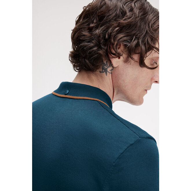 Pique Stitch Knitted Shirt in Dark Petrol