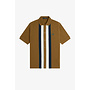 Panelled Buttoned Through Polo Shirt in Shaded Stone