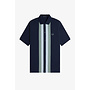 Panelled Buttoned Through Polo Shirt in Dark Airforce