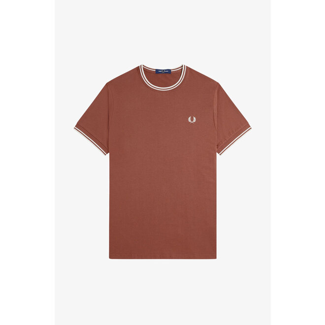 Twin Tipped T-Shirt in Whiskey Brown/Ecru