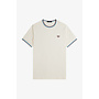 Twin Tipped T-Shirt in Ecru/Court Blue/Oxblood Red