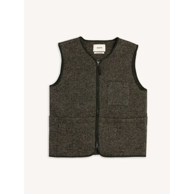 Bute Herringbone Vest in Moss