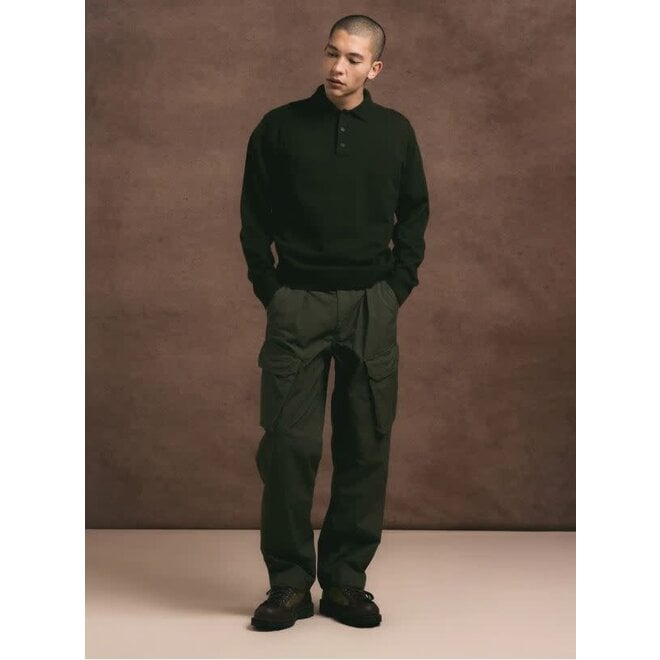 Mull Wool Polo in Dark Olive