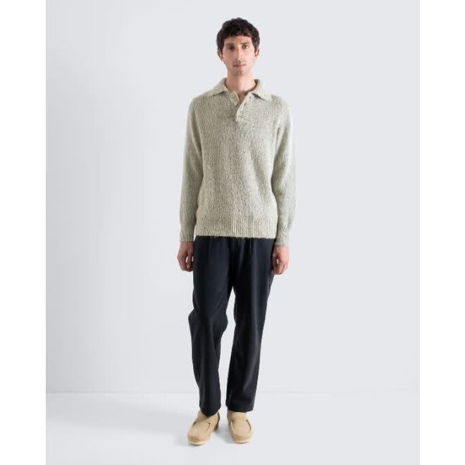 Kier Knitted Polo Shirt in Stone