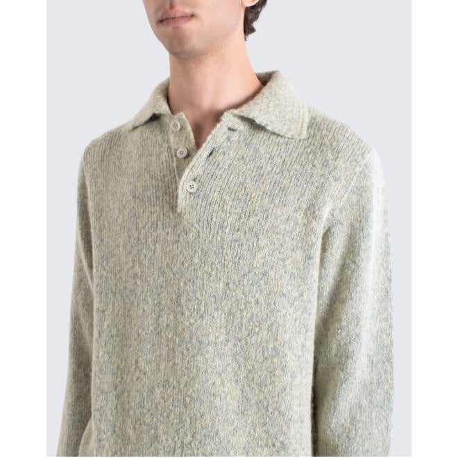 Kier Knitted Polo Shirt in Stone