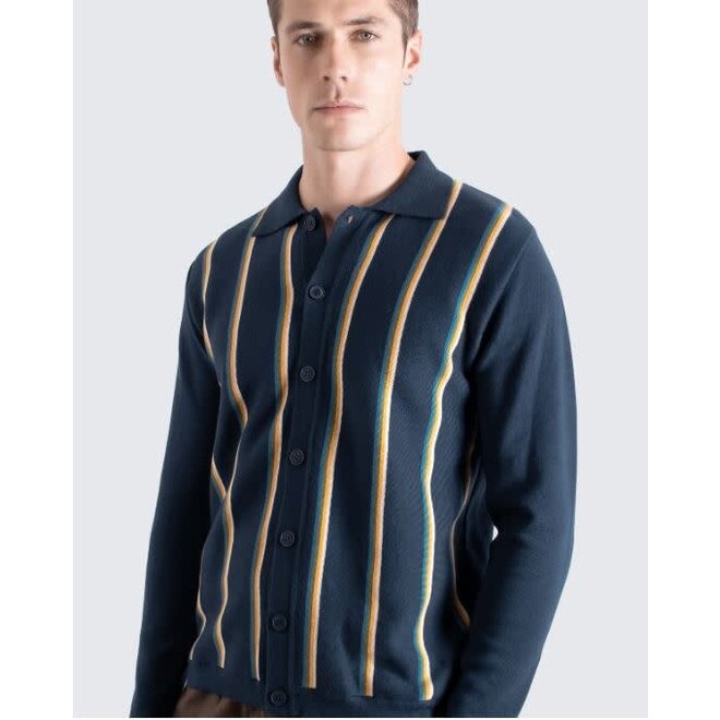 Zigger Cardigan in Navy/Multi Stripe