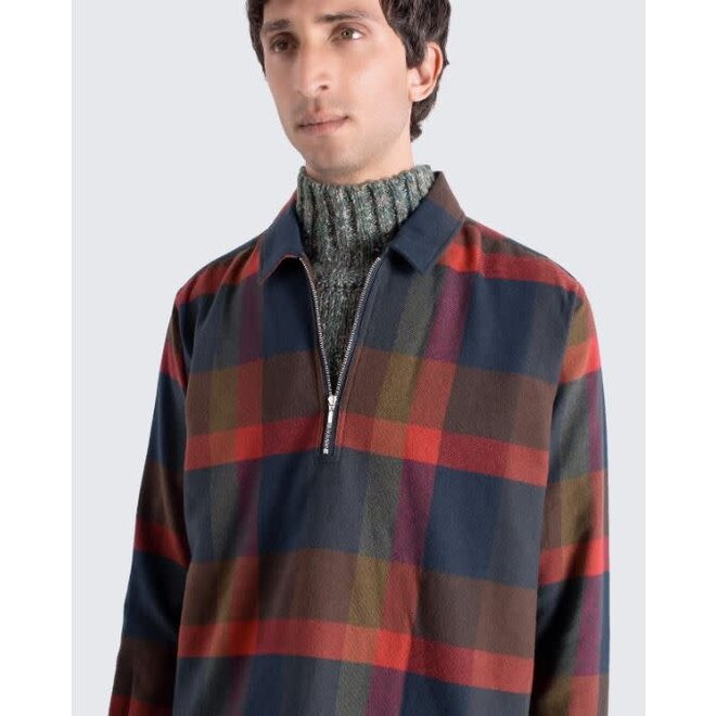 Day Zipper Shirt in Red/Multi Check