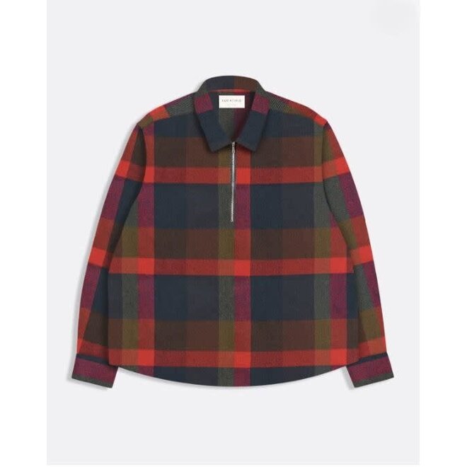 Day Zipper Shirt in Red/Multi Check