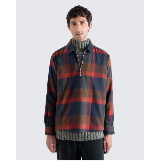 Day Zipper Shirt in Red/Multi Check