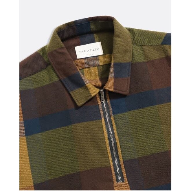 Day Zipper Shirt in Green/Multi Check