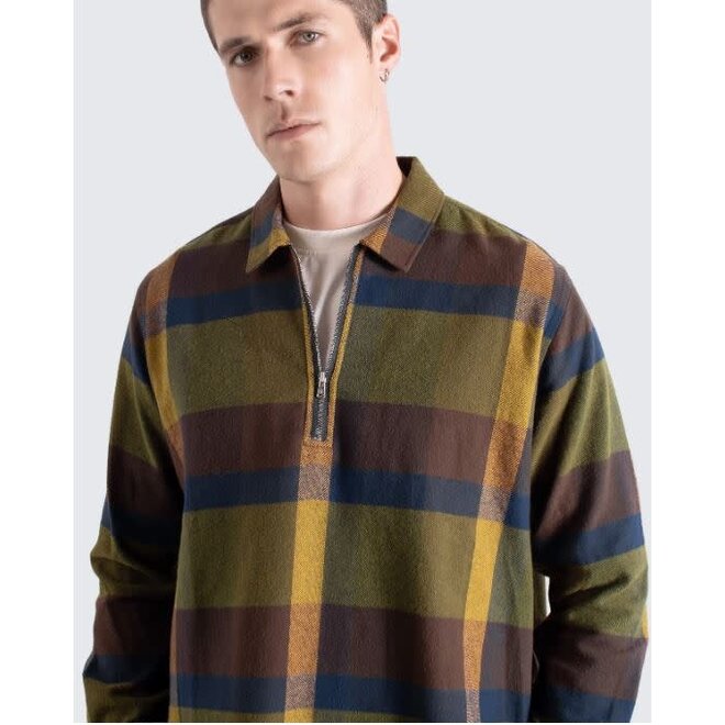 Day Zipper Shirt in Green/Multi Check