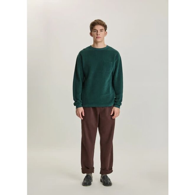 Duarte Ribbed LS Tee in Dark Green