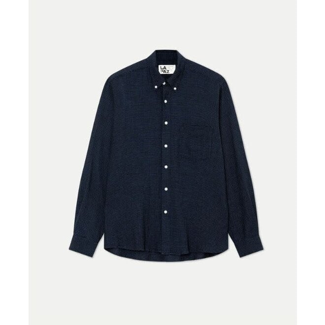 Bastos Shirt in Black/Blue Stripes
