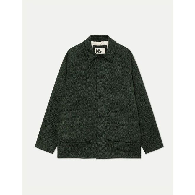 Mantero Expedition Jacket in Black/Green Herringbone