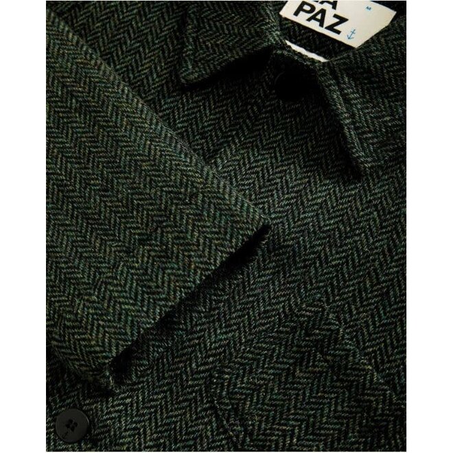 Mantero Expedition Jacket in Black/Green Herringbone