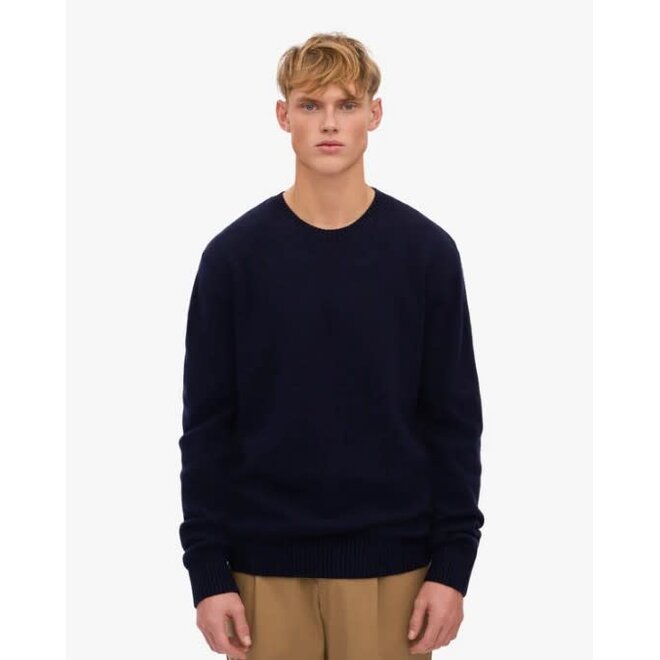 Classic Merino Wool Crew in Navy Blue