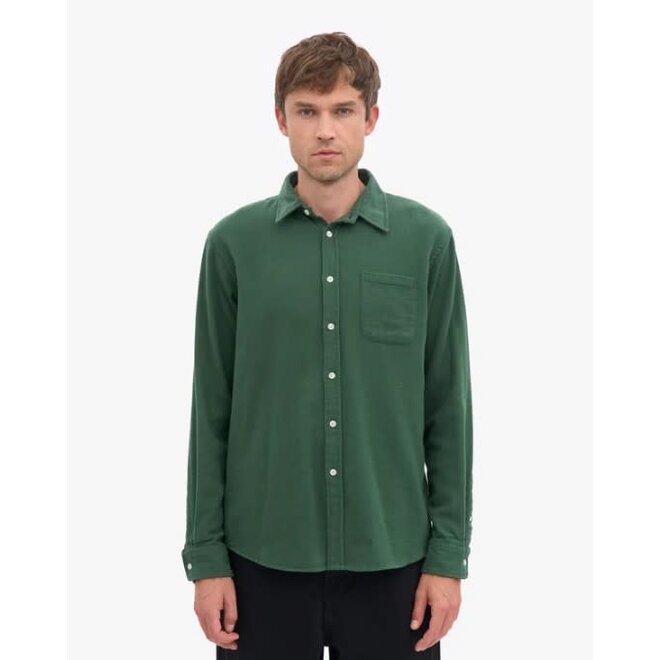 Classic Organic Flannel Shirt in Emerald Green