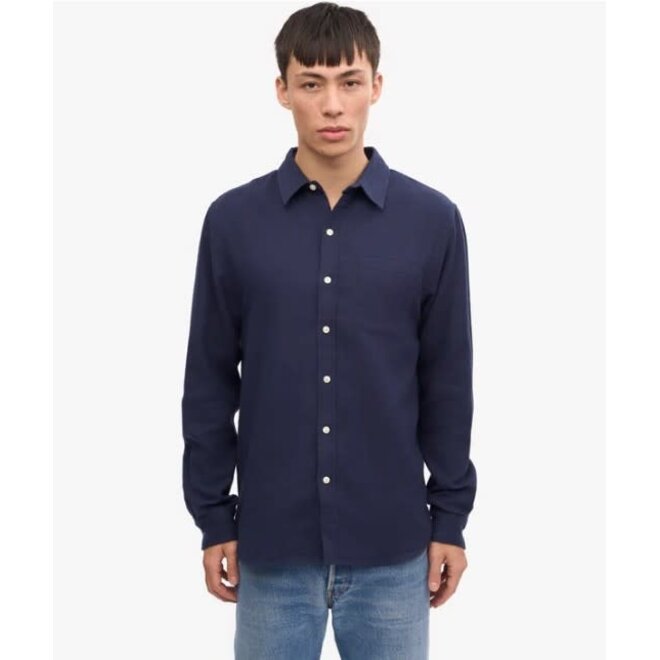 Classic Organic Flannel Shirt in Navy Blue