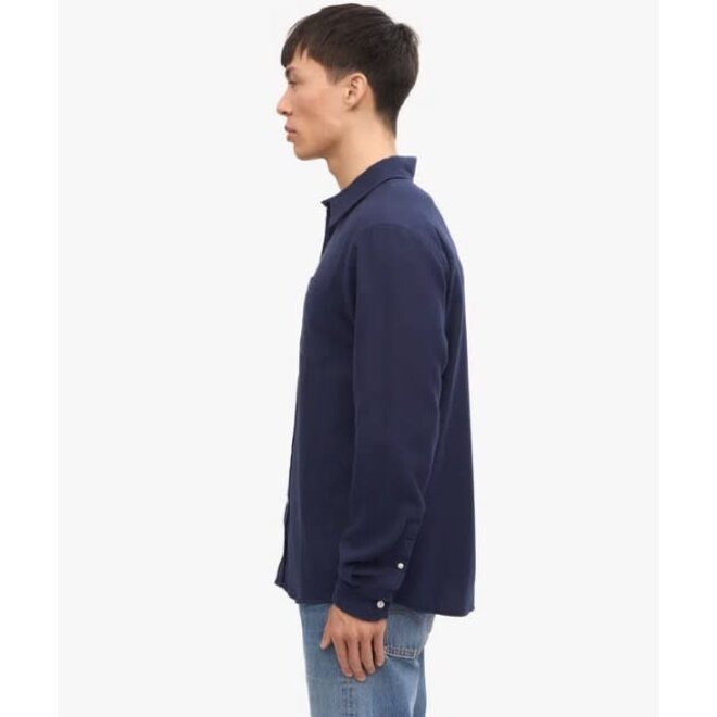 Classic Organic Flannel Shirt in Navy Blue