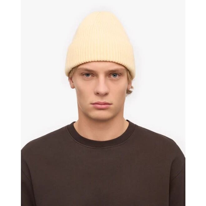 Merino Wool Beanie in Soft Yellow