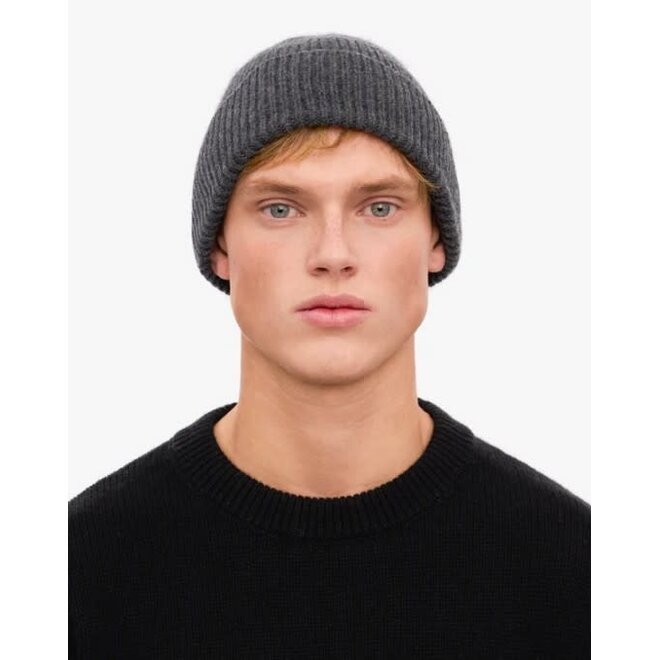 Merino Wool Beanie in Lava Grey