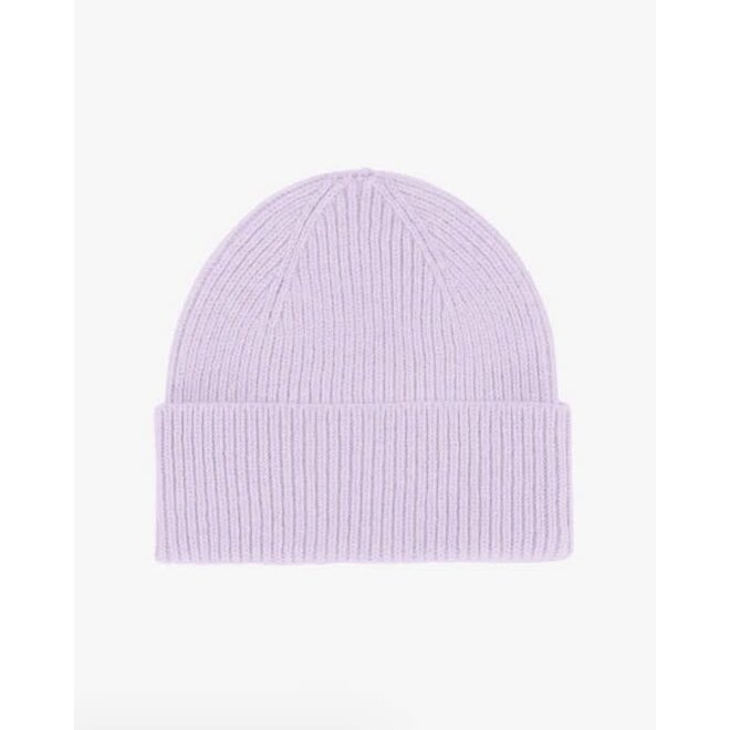 Merino Wool Beanie in Soft Lavender