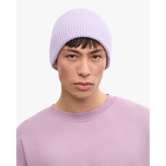 Merino Wool Beanie in Soft Lavender