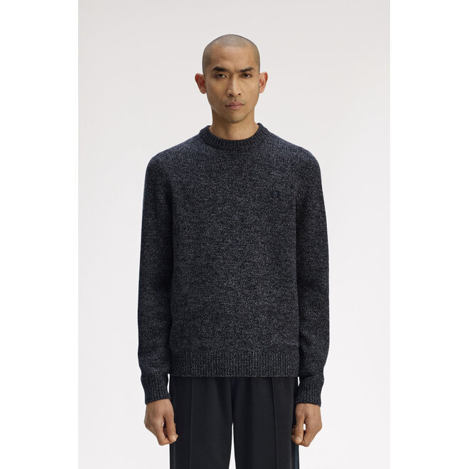 Twisted Marl Jumper in Navy/Warm Oat