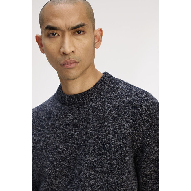 Twisted Marl Jumper in Navy/Warm Oat
