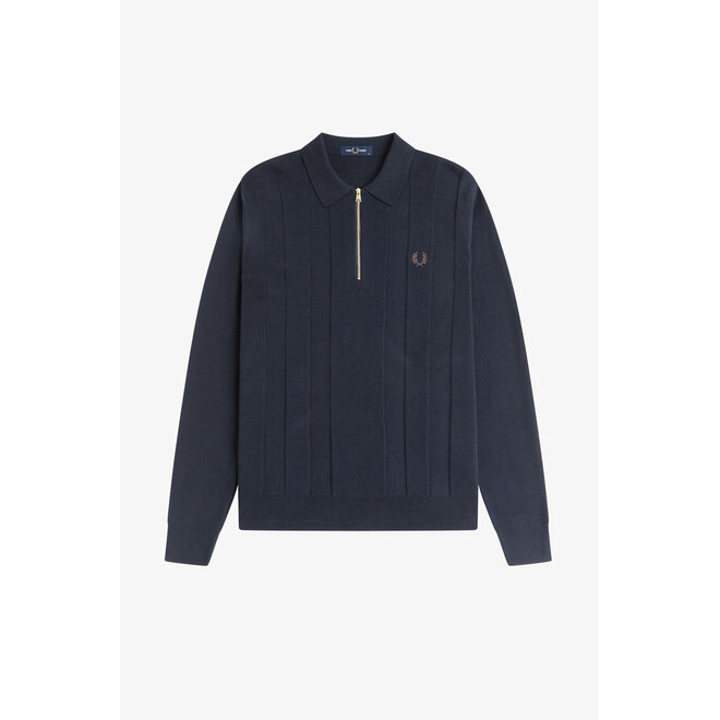 Tonal Stripe Knitted Shirt in Navy