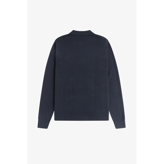 Tonal Stripe Knitted Shirt in Navy