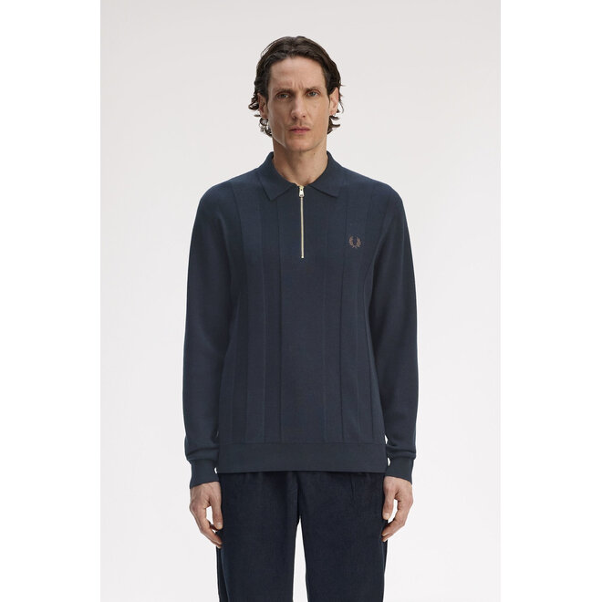 Tonal Stripe Knitted Shirt in Navy