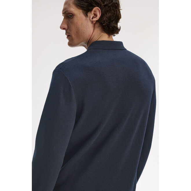 Tonal Stripe Knitted Shirt in Navy