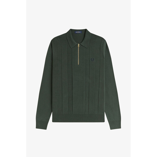 Tonal Stripe Knitted Shirt in Court Green