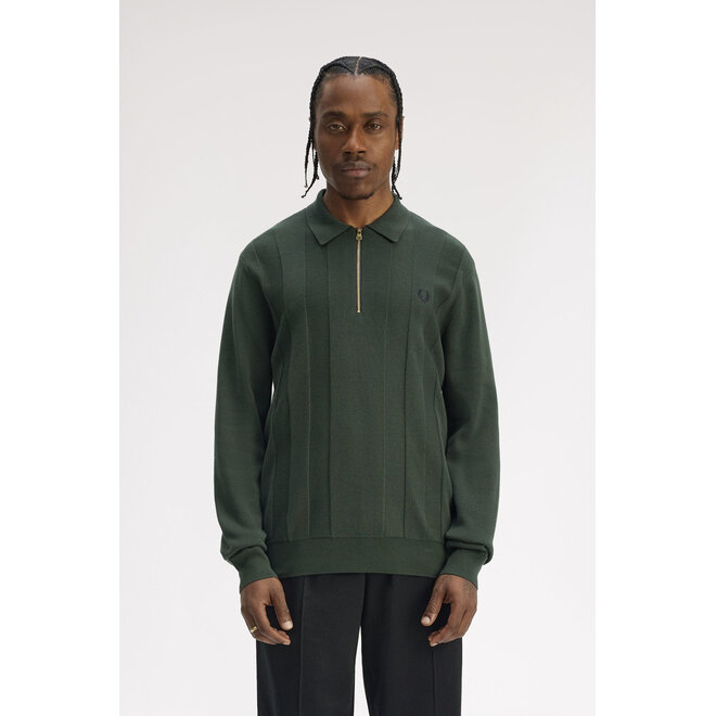Tonal Stripe Knitted Shirt in Court Green