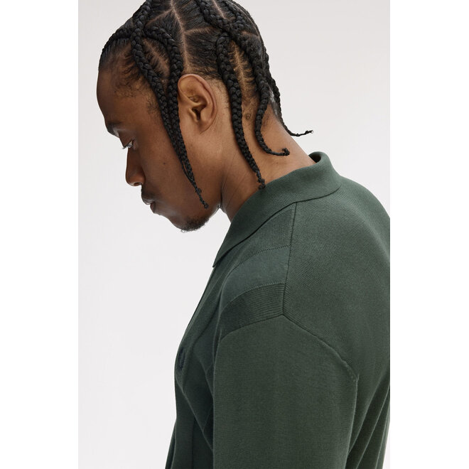 Tonal Stripe Knitted Shirt in Court Green
