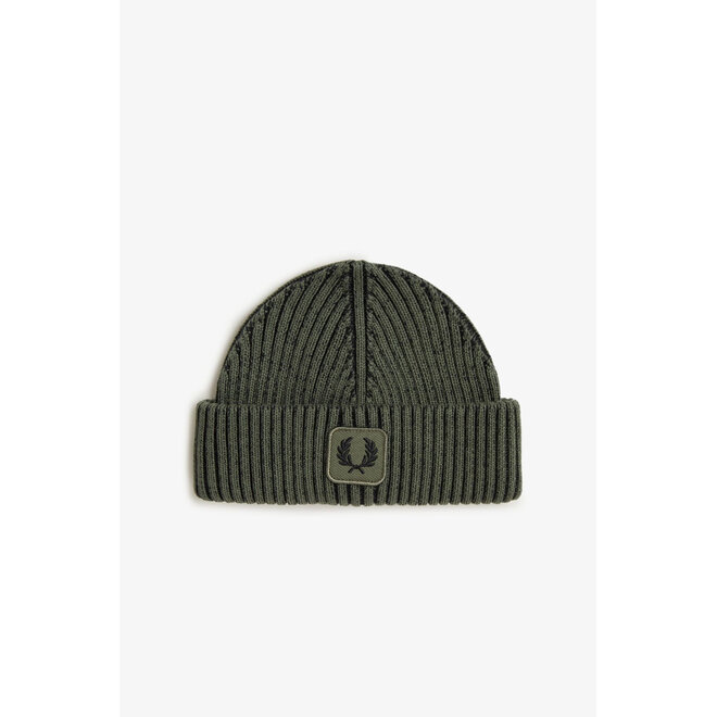 Cotton Ribbed Beanie in Laurel Wreath Green