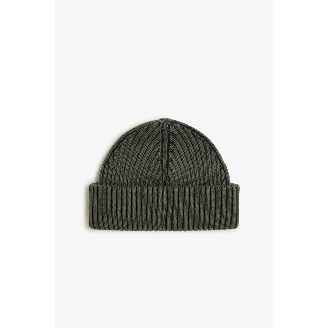 Cotton Ribbed Beanie in Laurel Wreath Green