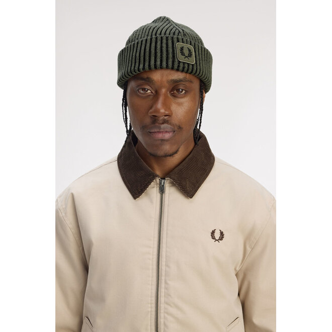 Cotton Ribbed Beanie in Laurel Wreath Green