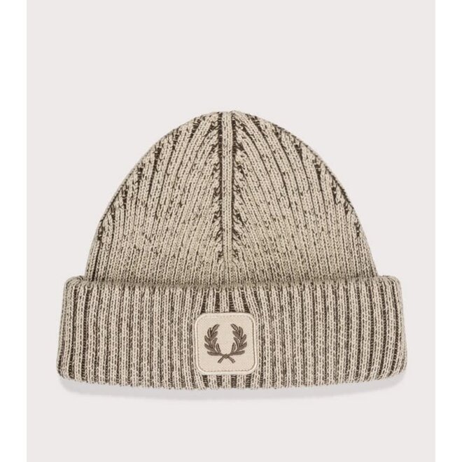 Cotton Ribbed Beanie in Warm Oat