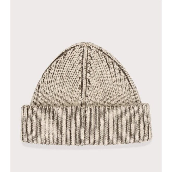 Cotton Ribbed Beanie in Warm Oat